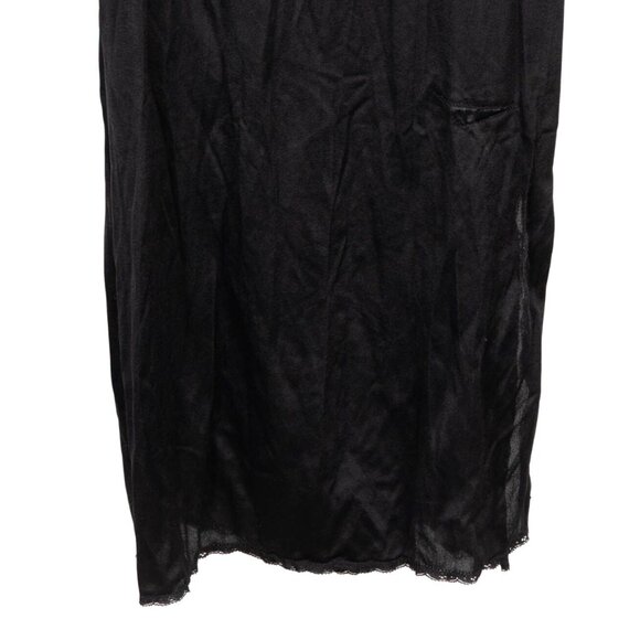 Sears VTG Black Full Slip Dress 32 Womens Lace Trim Adjustable Crepelon Long - Picture 3 of 8